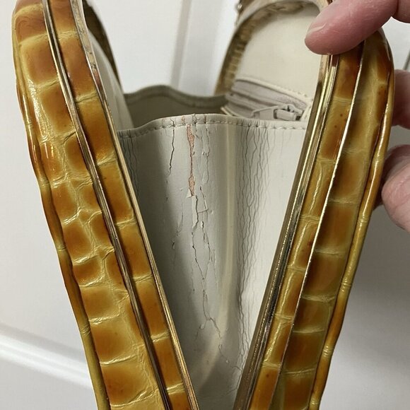 Vintage Ro-El Faux Croc Leather Crossbody Bag Shoulder Purse Yellow Hinged - Picture 7 of 16